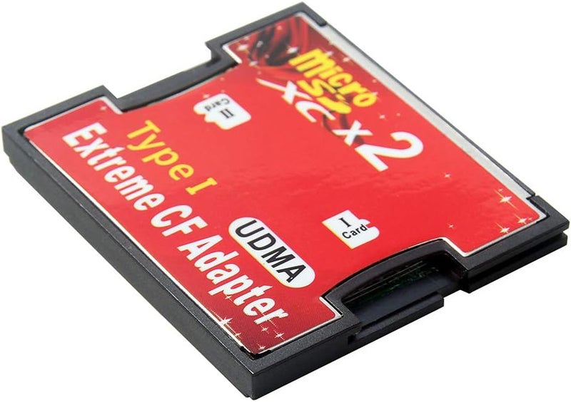 Mustpoint Double Slot Micro SD TF to CF Adapter UDMA Compact Card Holder Type I Card Converter Black - Image 1